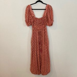 Free People Red Floral Cropped Jumpsuit